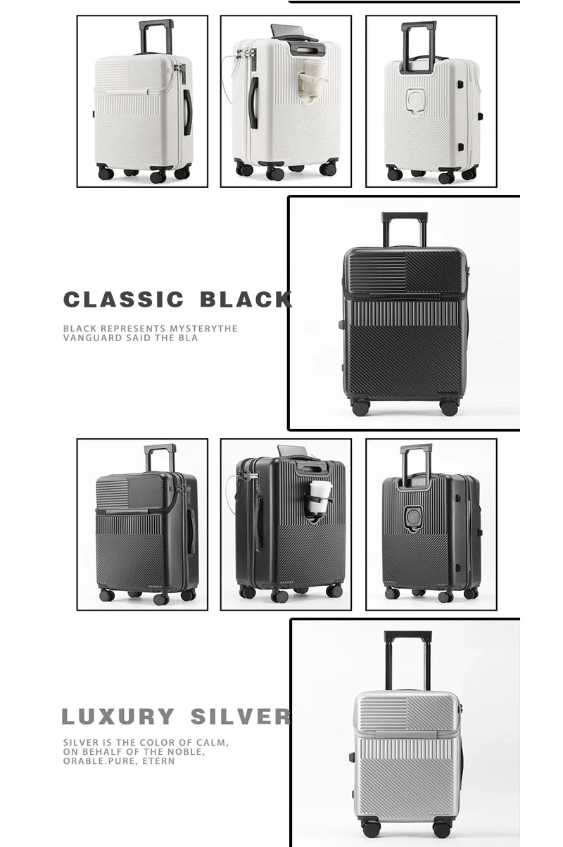 Stylish 20" Lightweight Carry-on w/Cup Holder