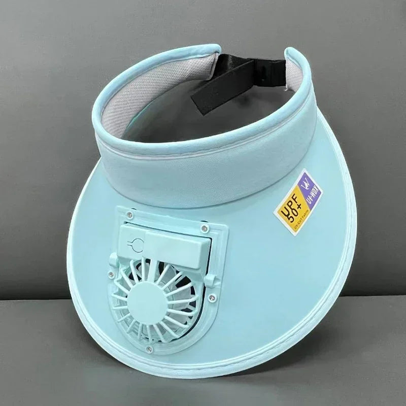 Fishing Cooling Fan Hat w/USB Rechargeable Battery