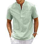 Men's Cotton Linen T-Shirt w/Pocket