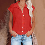 Women's Summer Solid Cotton Linen Shirt