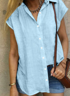 Women's Summer Solid Cotton Linen Shirt