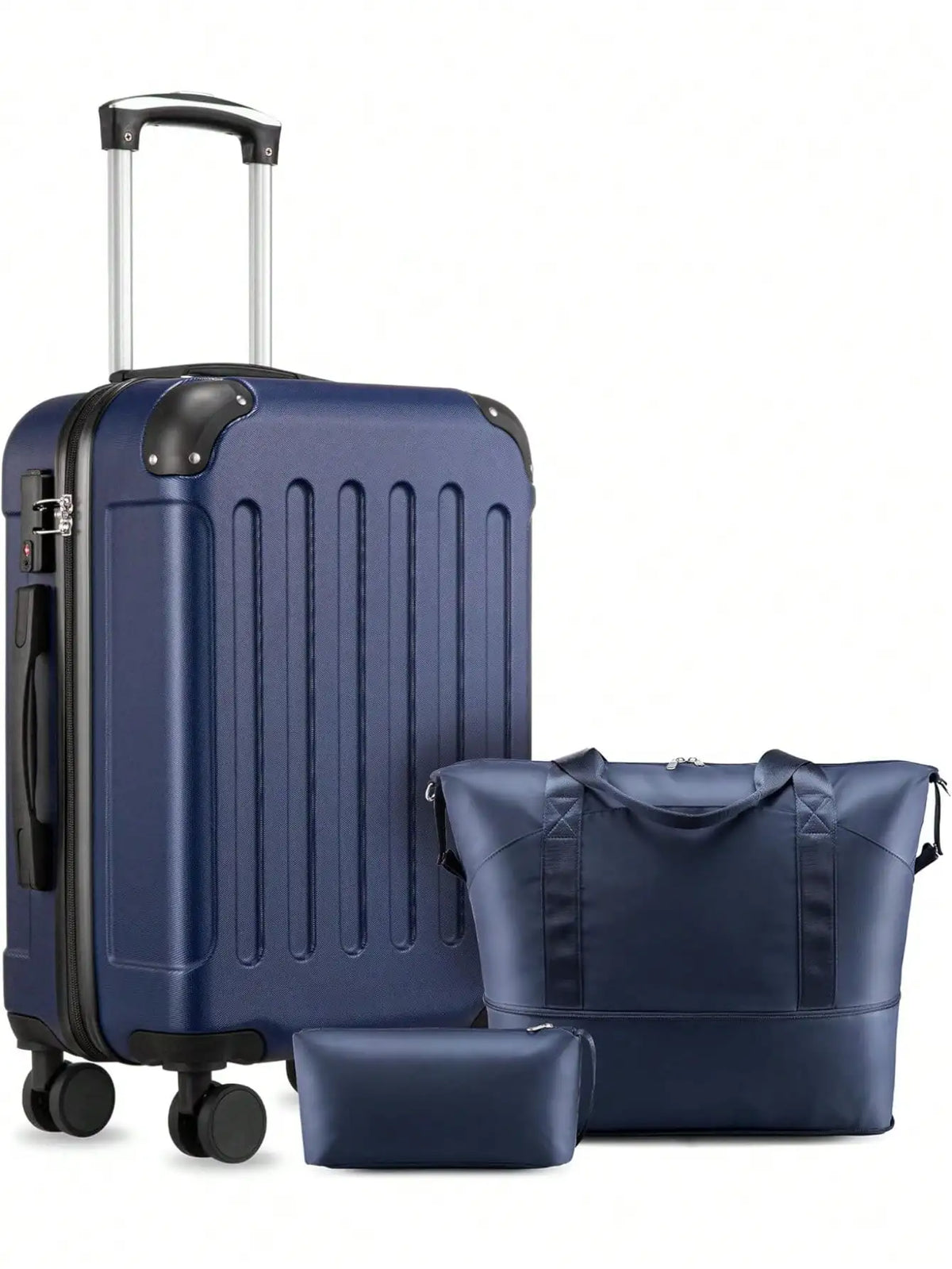 3Pcs Travel Luggage Set with Tote & Toiletry Bag