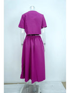 Women's Two Piece Summer Short Sleeve O-Neck Shirt and Skirt Set