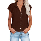 Women's Summer Solid Cotton Linen Shirt