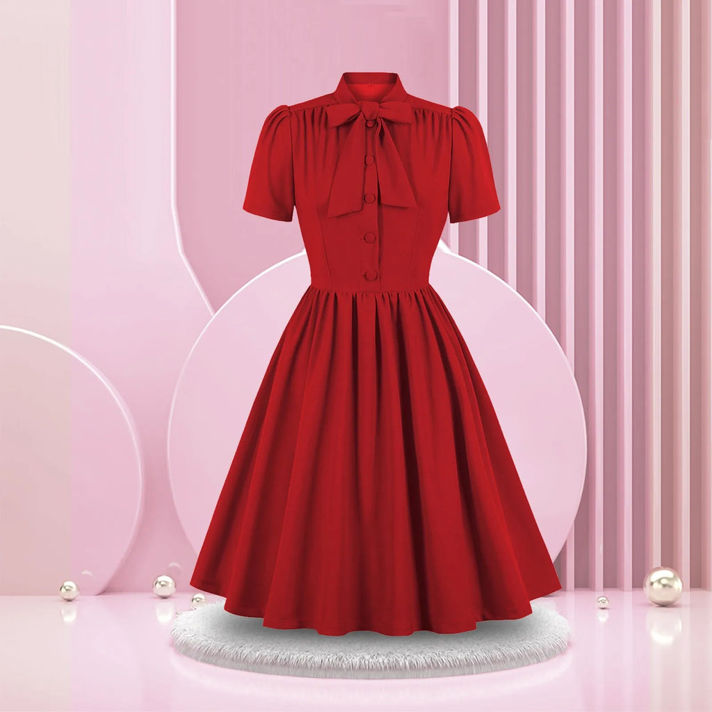 Women's Vintage Lapel Long Dresses