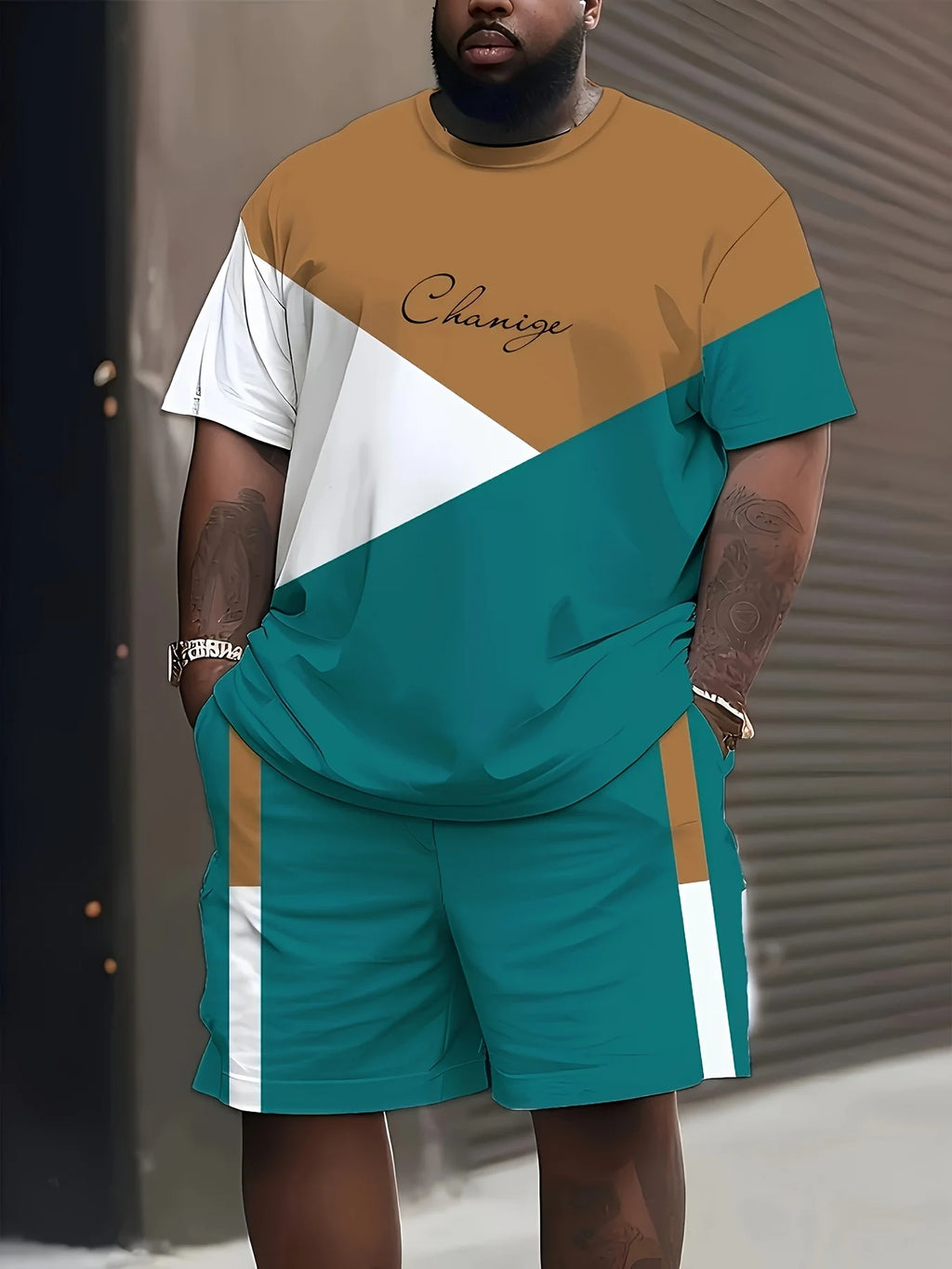 Men's 3D Printed Short Sleeve Shorts Sets