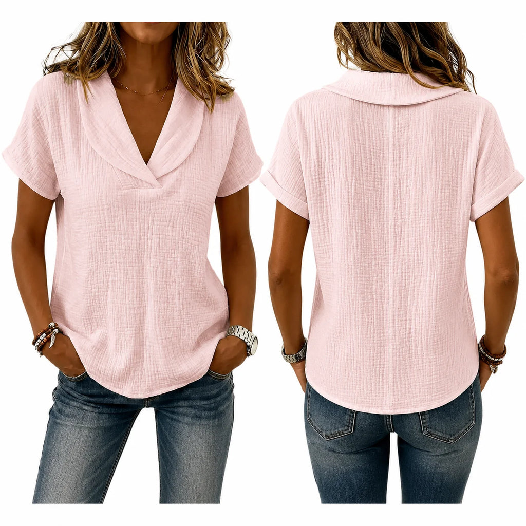 Women's Breathable Crinkle Cotton Linen Blouse