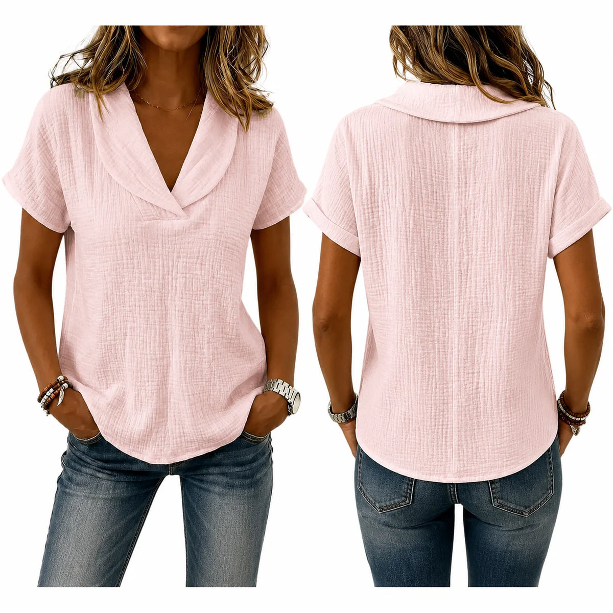 Women's Breathable Crinkle Cotton Linen Blouse