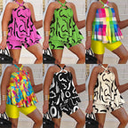 Women's Sleeveless Beach Printed Short Sets
