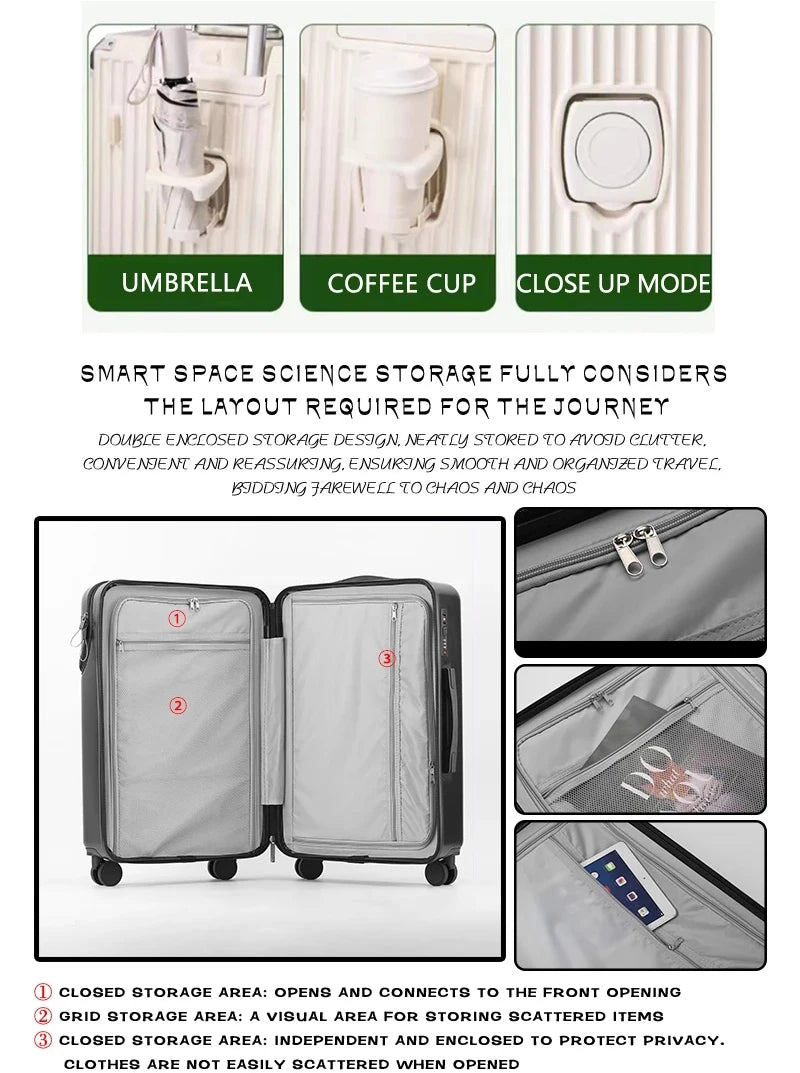 Stylish 20" Lightweight Carry-on w/Cup Holder
