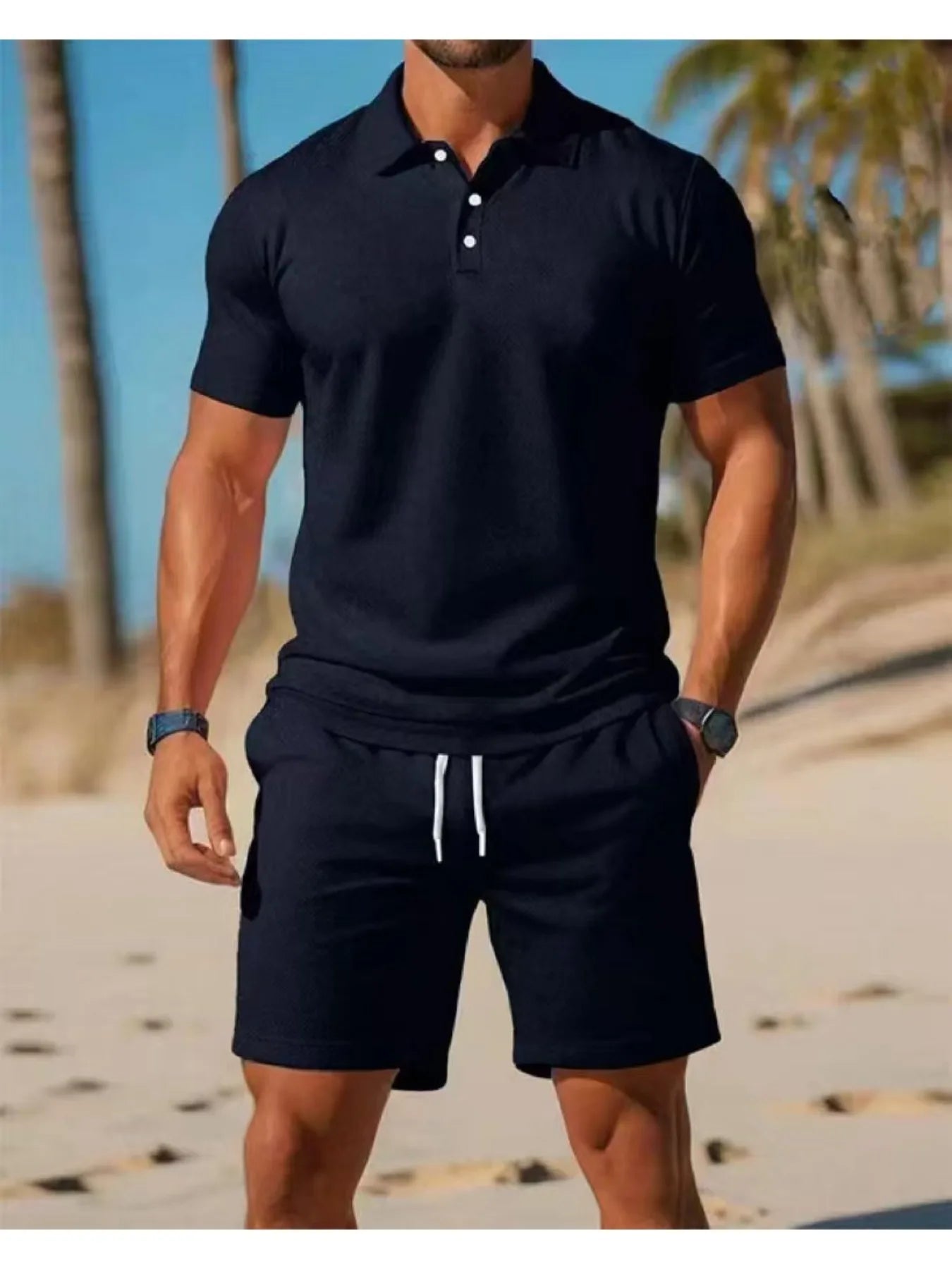 Men's Fashionable Slim Fit Shorts Set