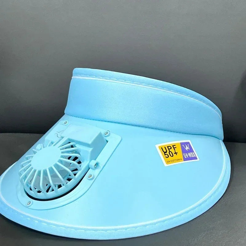 Fishing Cooling Fan Hat w/USB Rechargeable Battery