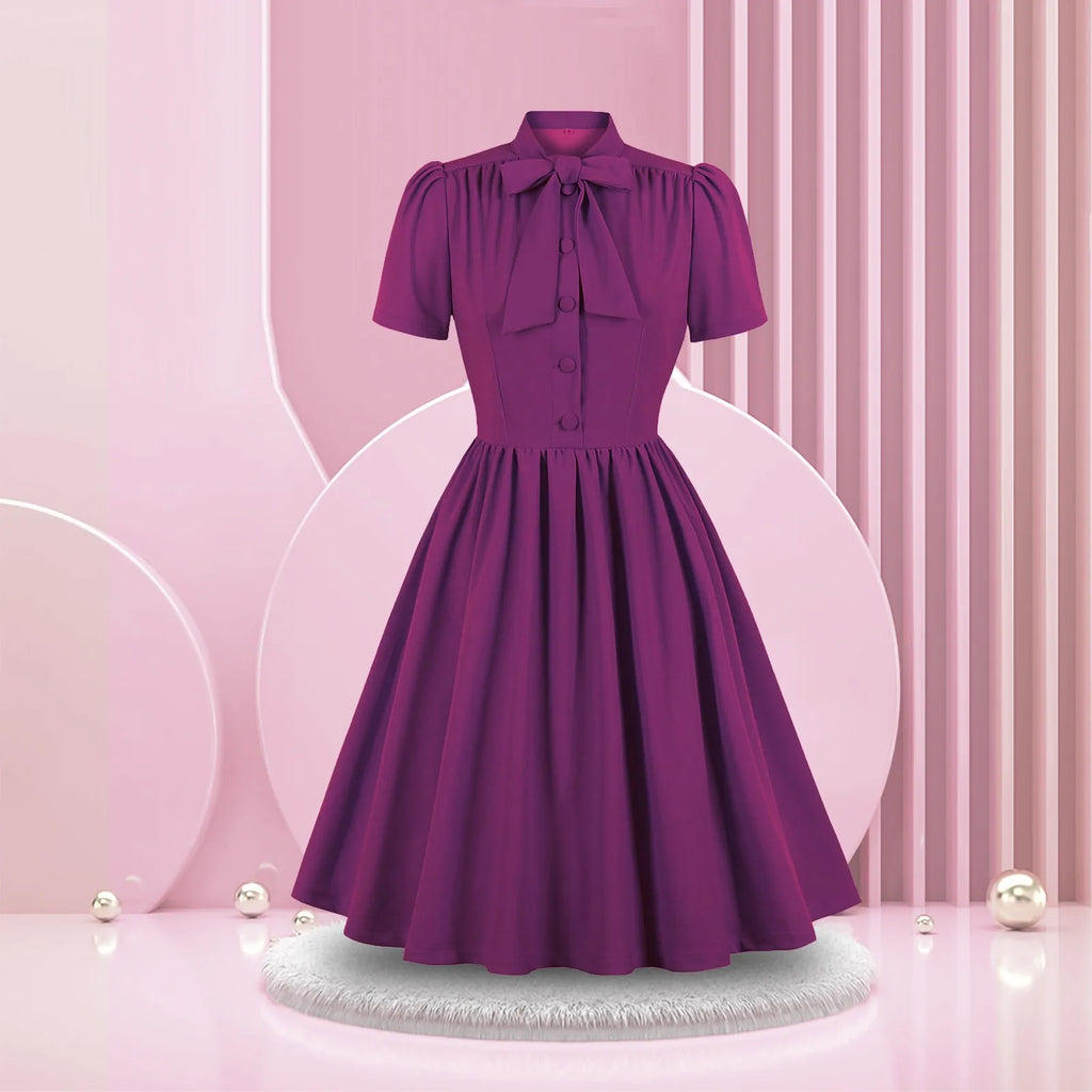 Women's Vintage Lapel Long Dresses
