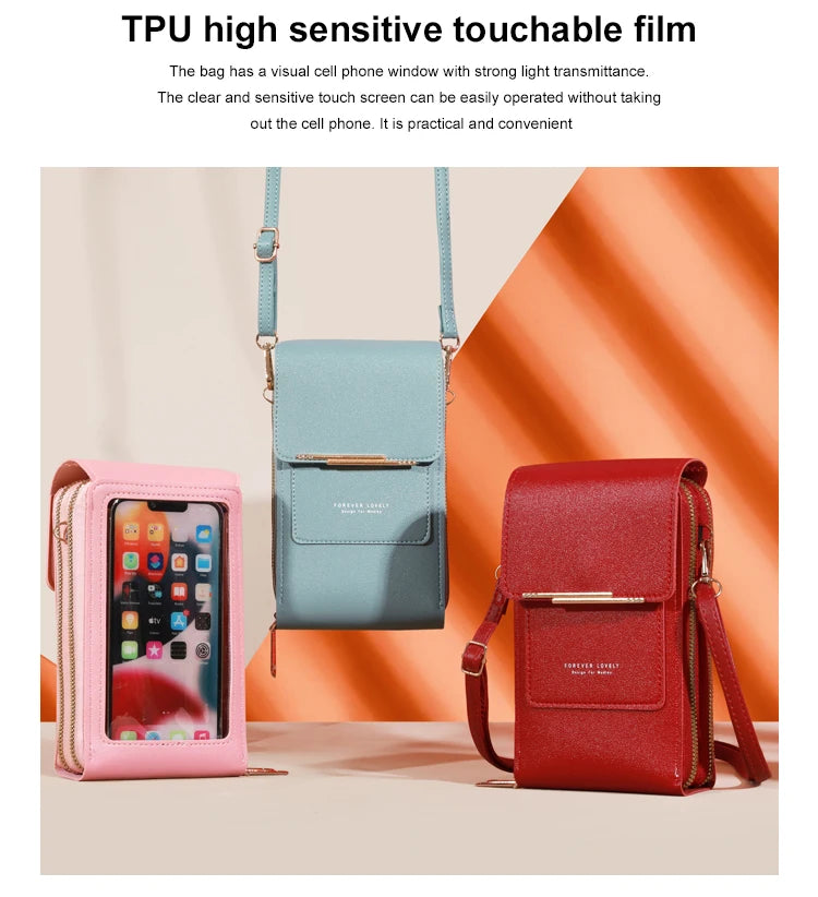 Soft Leather Touch Screen Crossbody