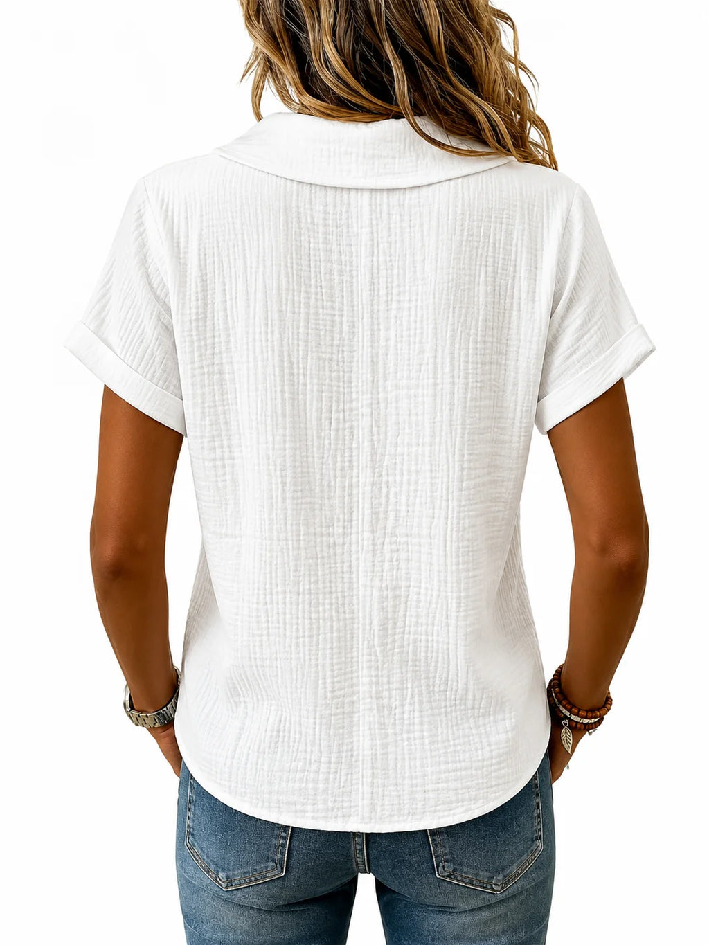 Women's Breathable Crinkle Cotton Linen Blouse