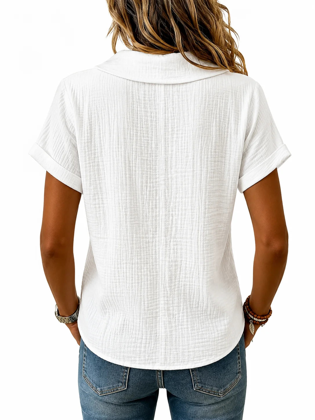 Women's Breathable Crinkle Cotton Linen Blouse