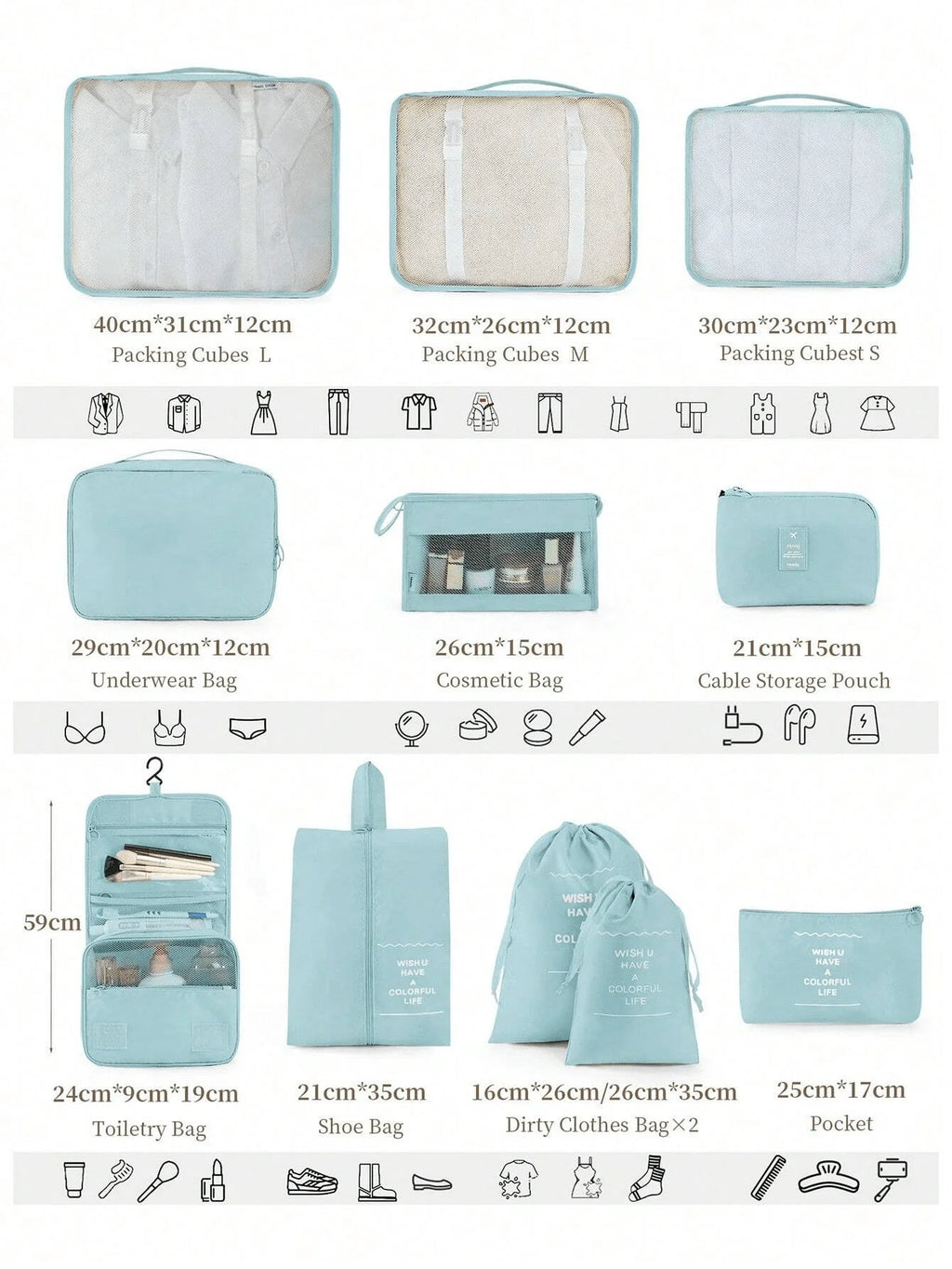 11 Pcs Travel Packing Cubes Set