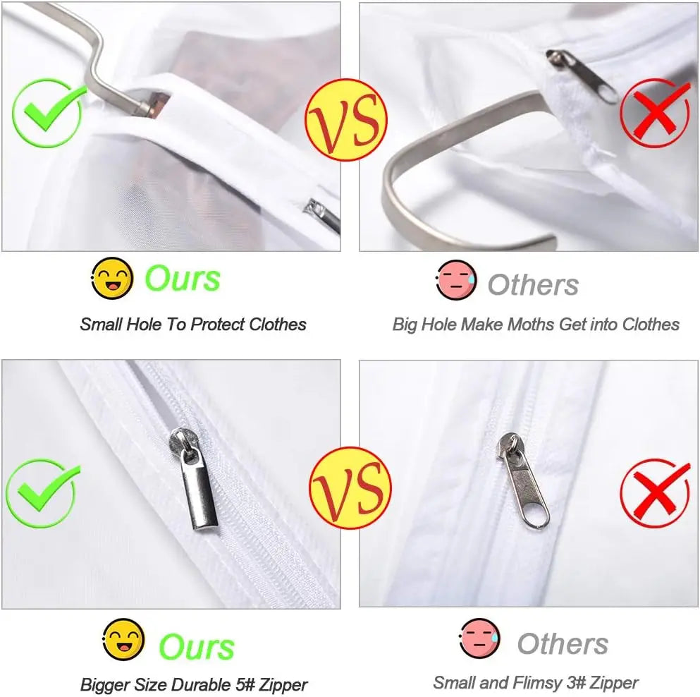 6 Sets Clear Plastic Garment Bags w/Zipper