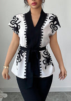 Women's Elegant Commute Floral Print Short Sleeve Top