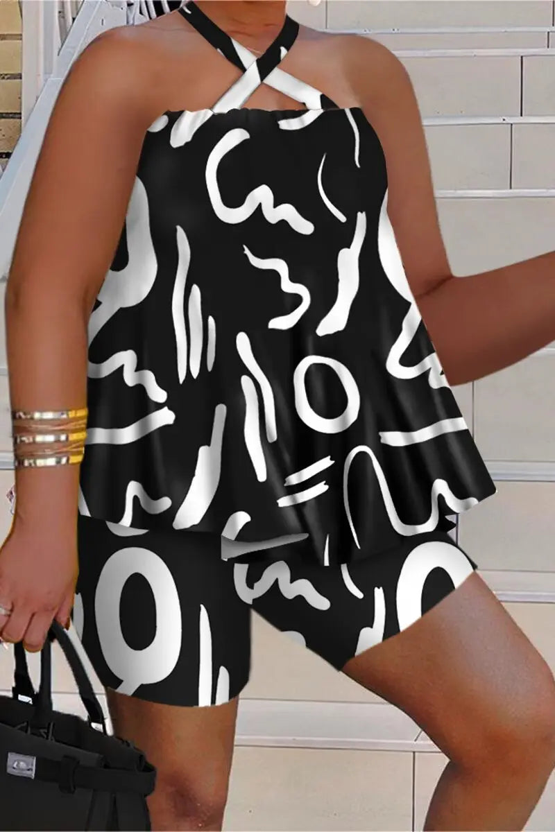 Women's Sleeveless Beach Printed Short Sets