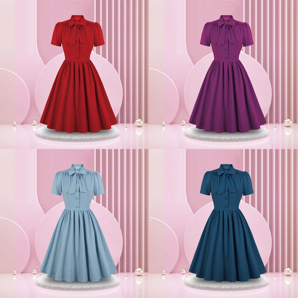 Women's Vintage Lapel Long Dresses
