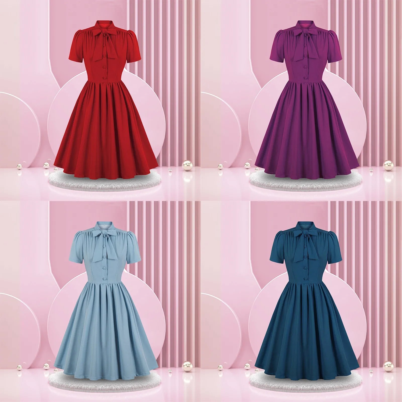 Women's Vintage Lapel Long Dresses