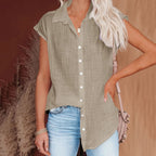 Women's Summer Solid Cotton Linen Shirt