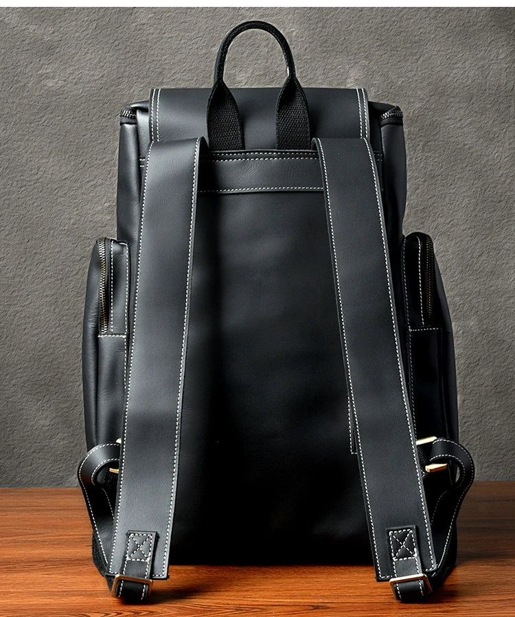 Vintage Crazy Horse Genuine Leather Hiking Backpack
