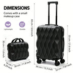 2Pcs Travel Luggage Set with Lightweight Cosmetic Bag