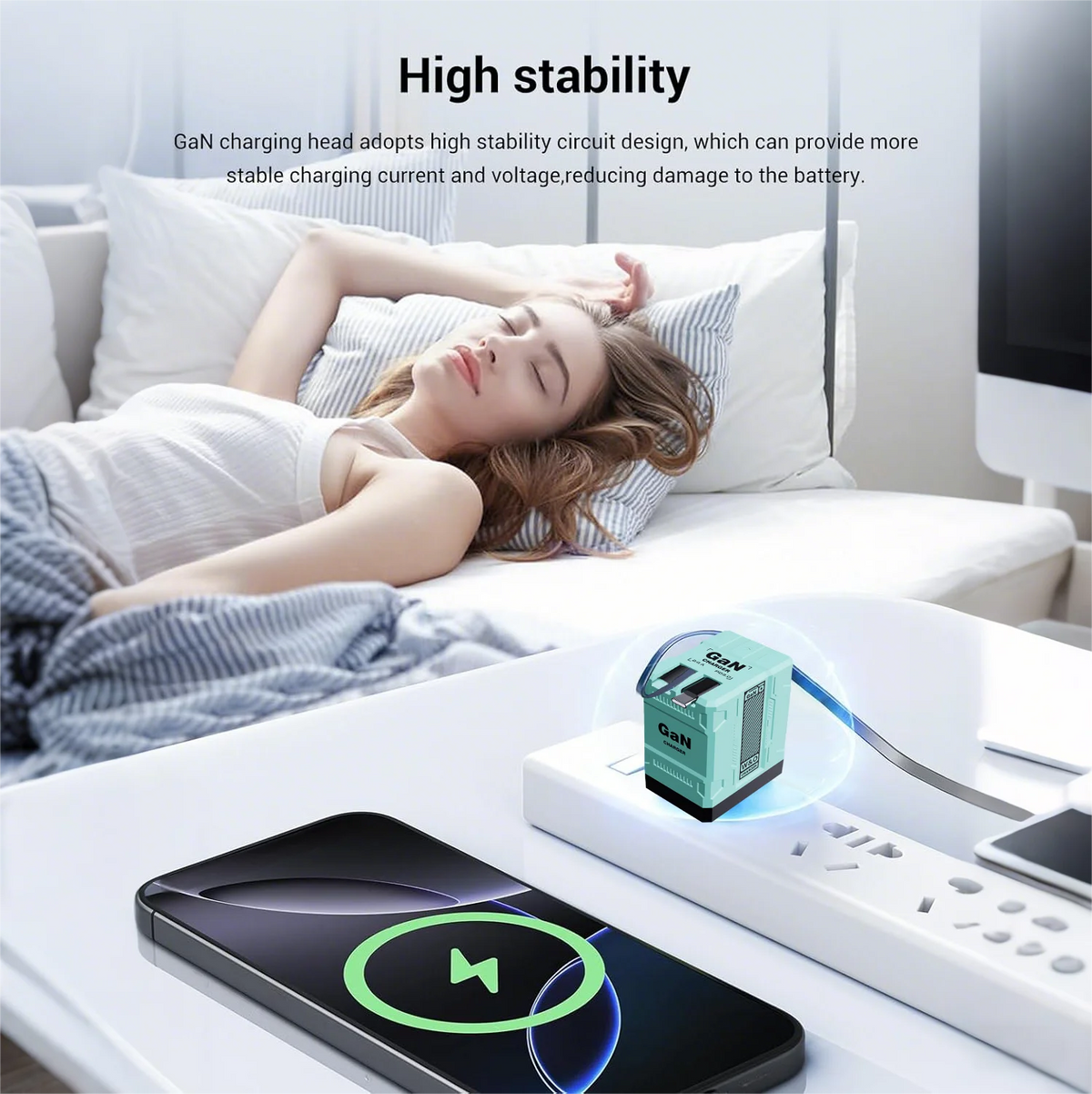 VoltGo GaN 45W Fast Wall Charger with Retractable Type-C Cable