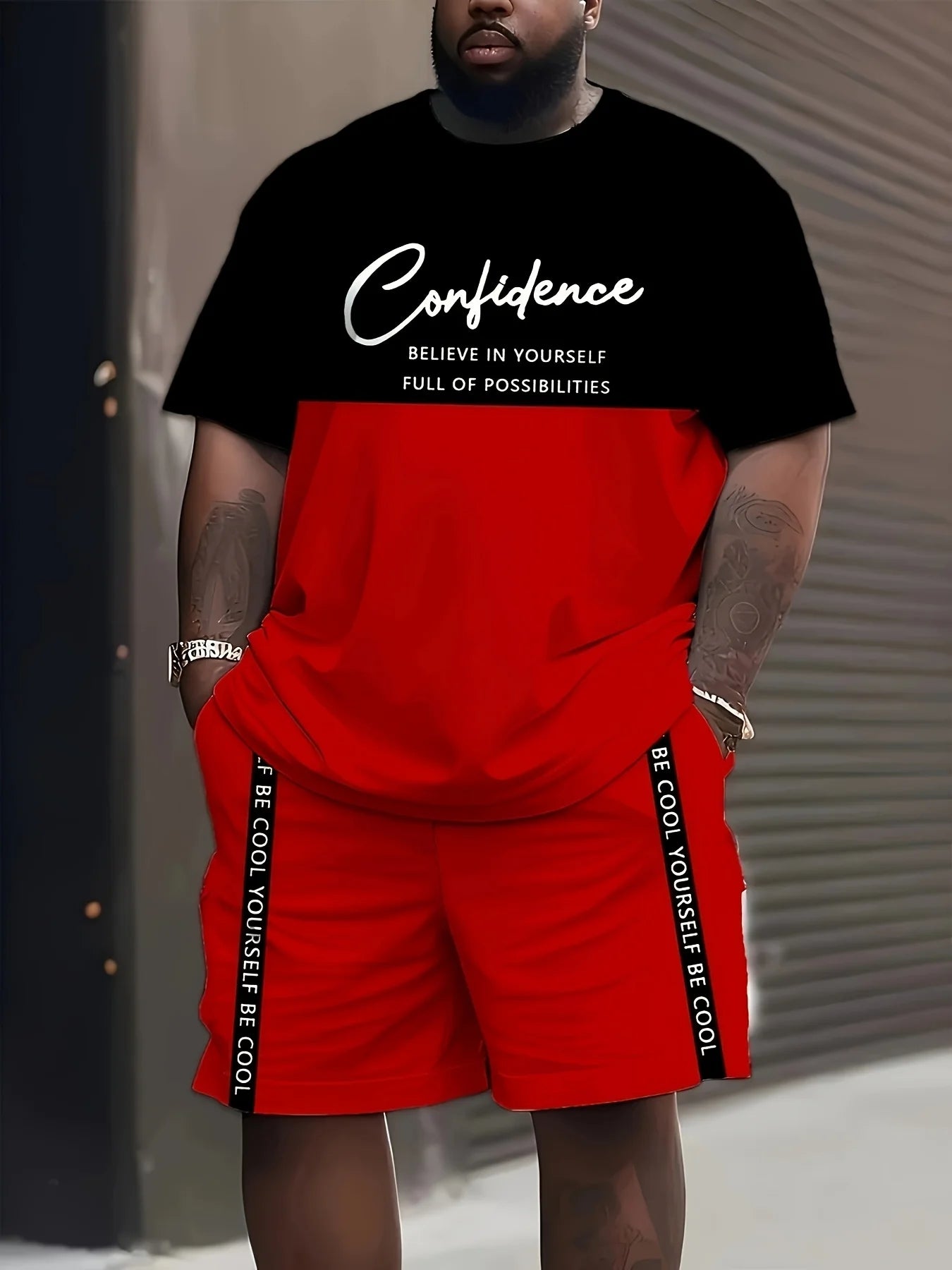Men's Outdoor Casual T-shirt Drawstring Shorts Sets