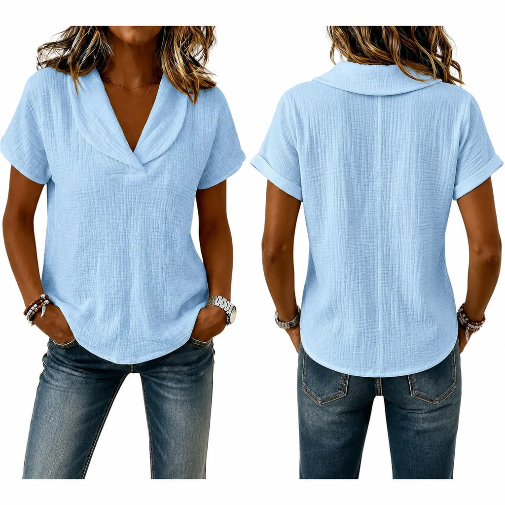 Women's Breathable Crinkle Cotton Linen Blouse
