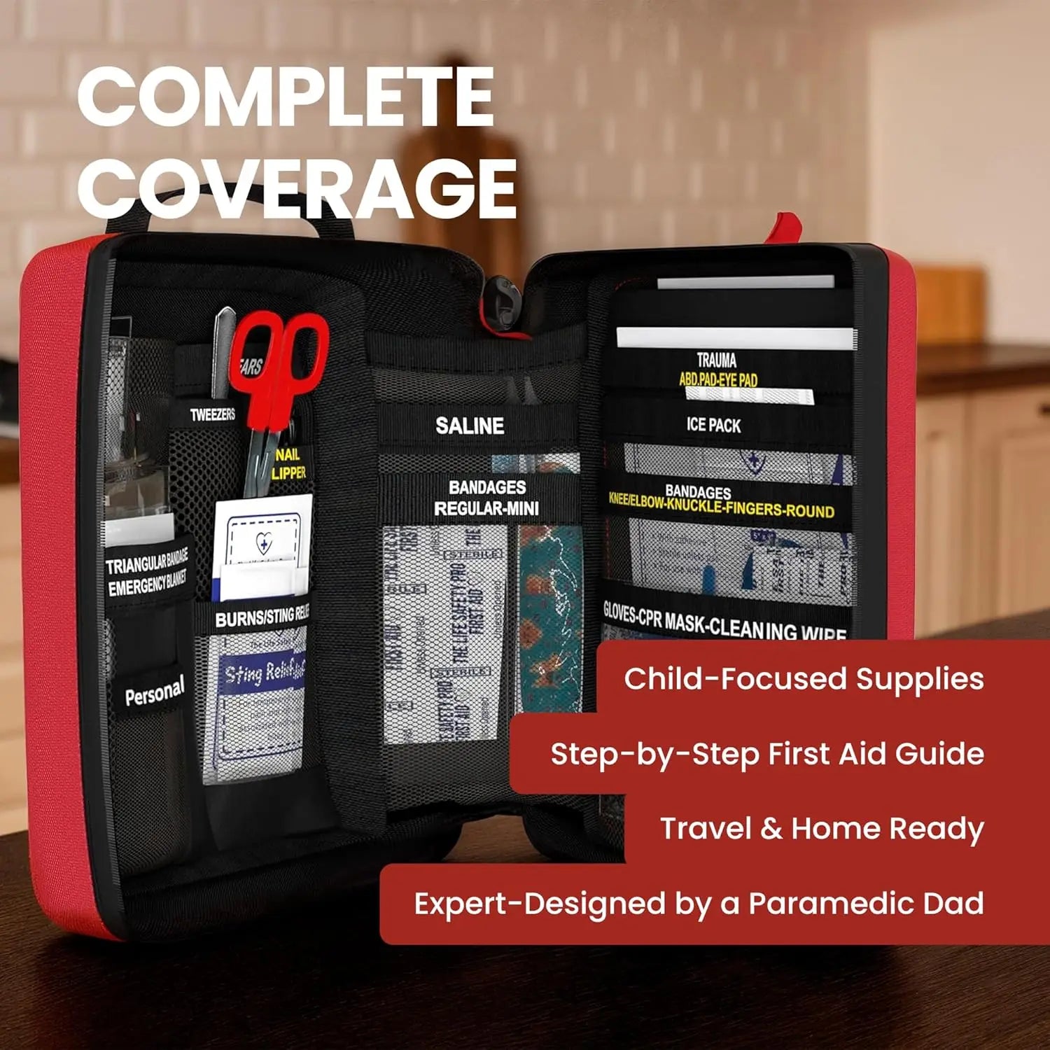 Kids First Aid Kit w/CPR Mask