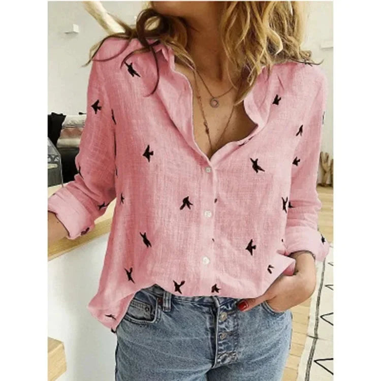 Women's Vintage Cotton Linen Blouse