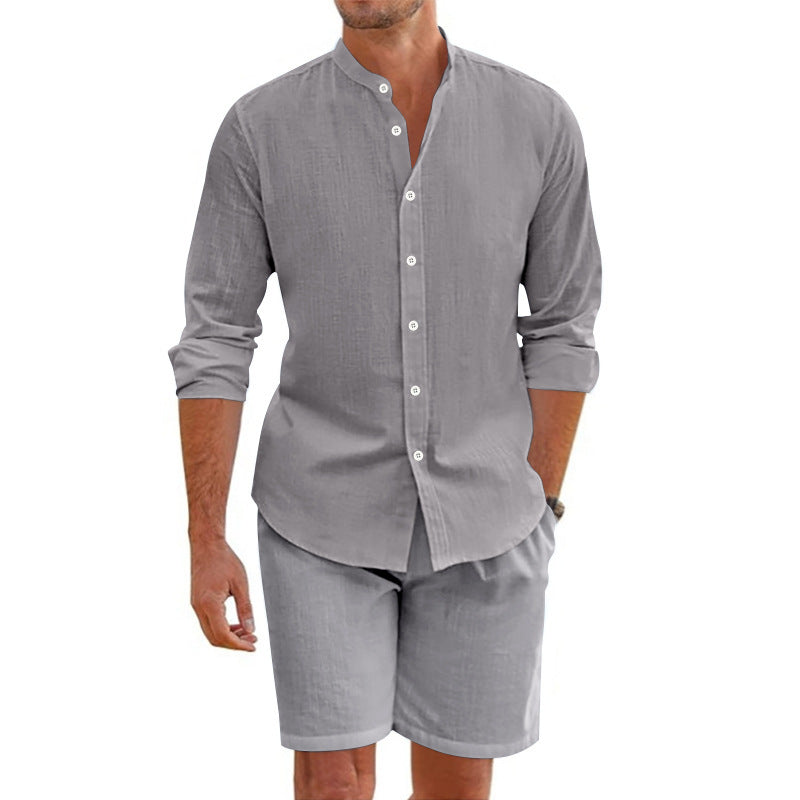 Men's Linen Blend Shirt & Shorts Set