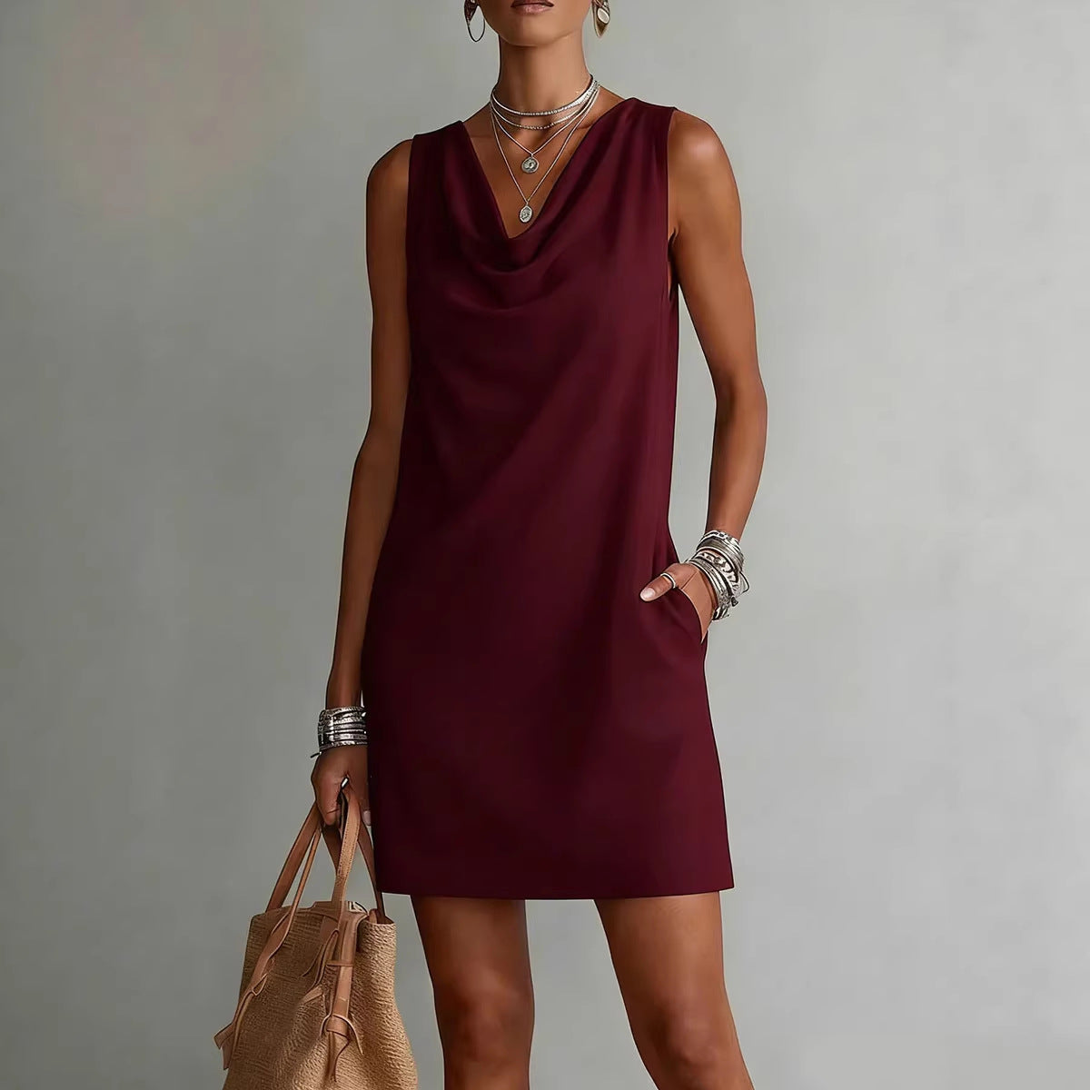 Women's Off-Shoulder Sleeveless Casual Midi Dress