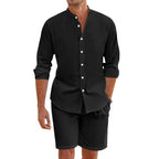 Men's Linen Blend Shirt & Shorts Set