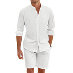 Men's Linen Blend Shirt & Shorts Set