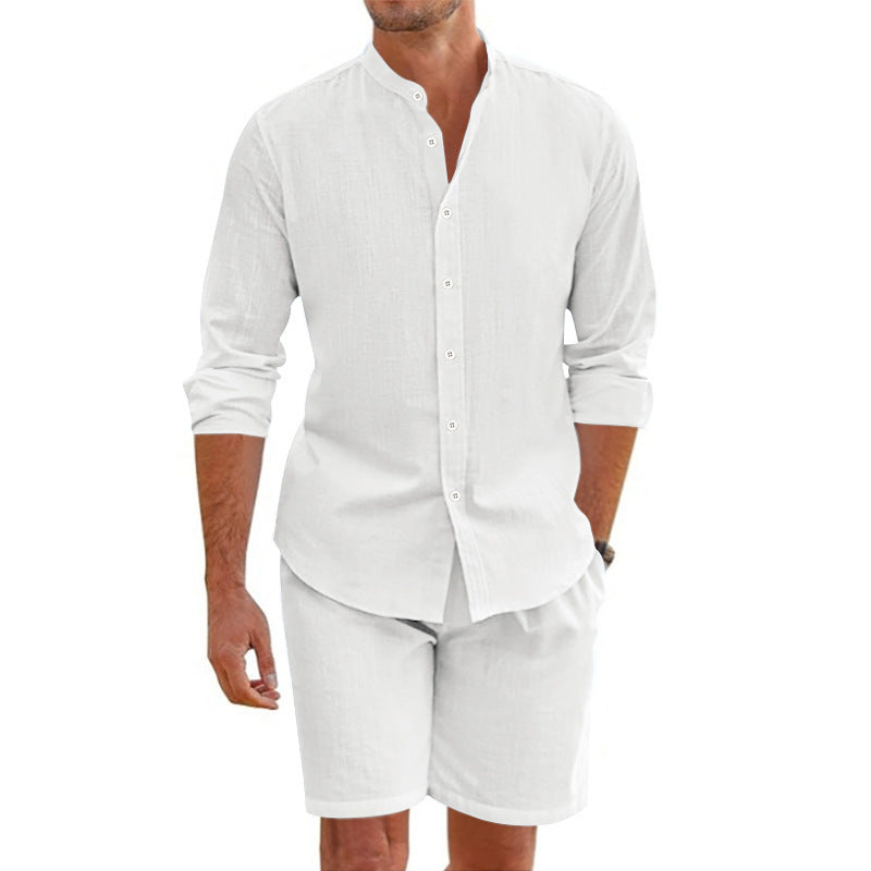 Men's Linen Blend Shirt & Shorts Set