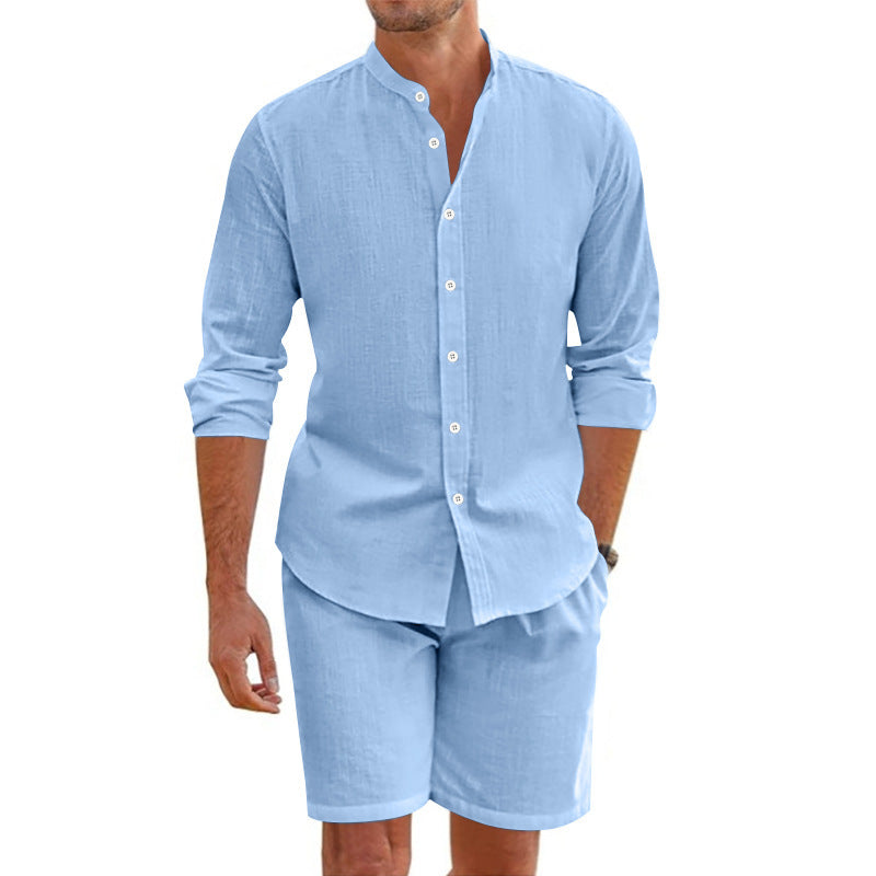 Men's Linen Blend Shirt & Shorts Set