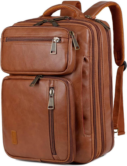 Men's Vegan Leather Backpack – Convertible Work Carry