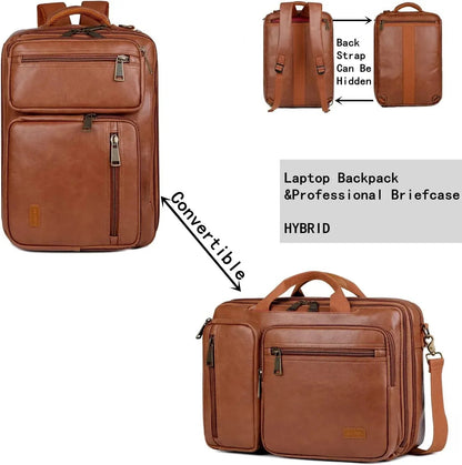 Men's Vegan Leather Backpack – Convertible Work Carry