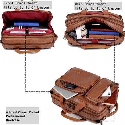 Men's Vegan Leather Backpack – Convertible Work Carry