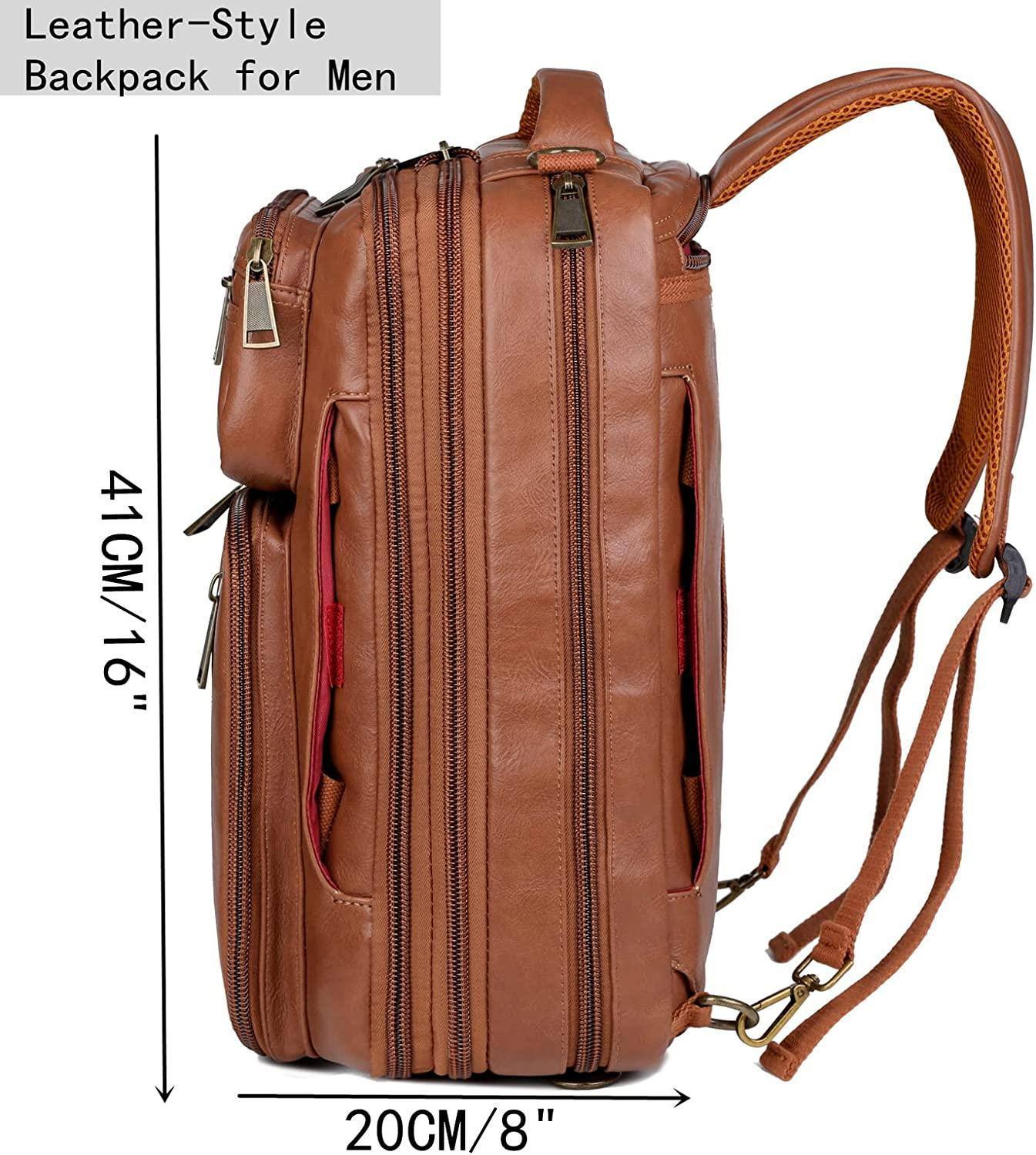 Men's Vegan Leather Backpack – Convertible Work Carry
