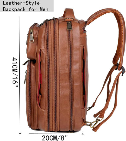 Men's Vegan Leather Backpack – Convertible Work Carry