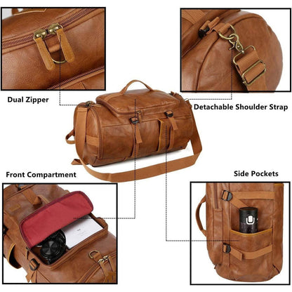 Men's Vegan Leather Backpack – Convertible Work Carry
