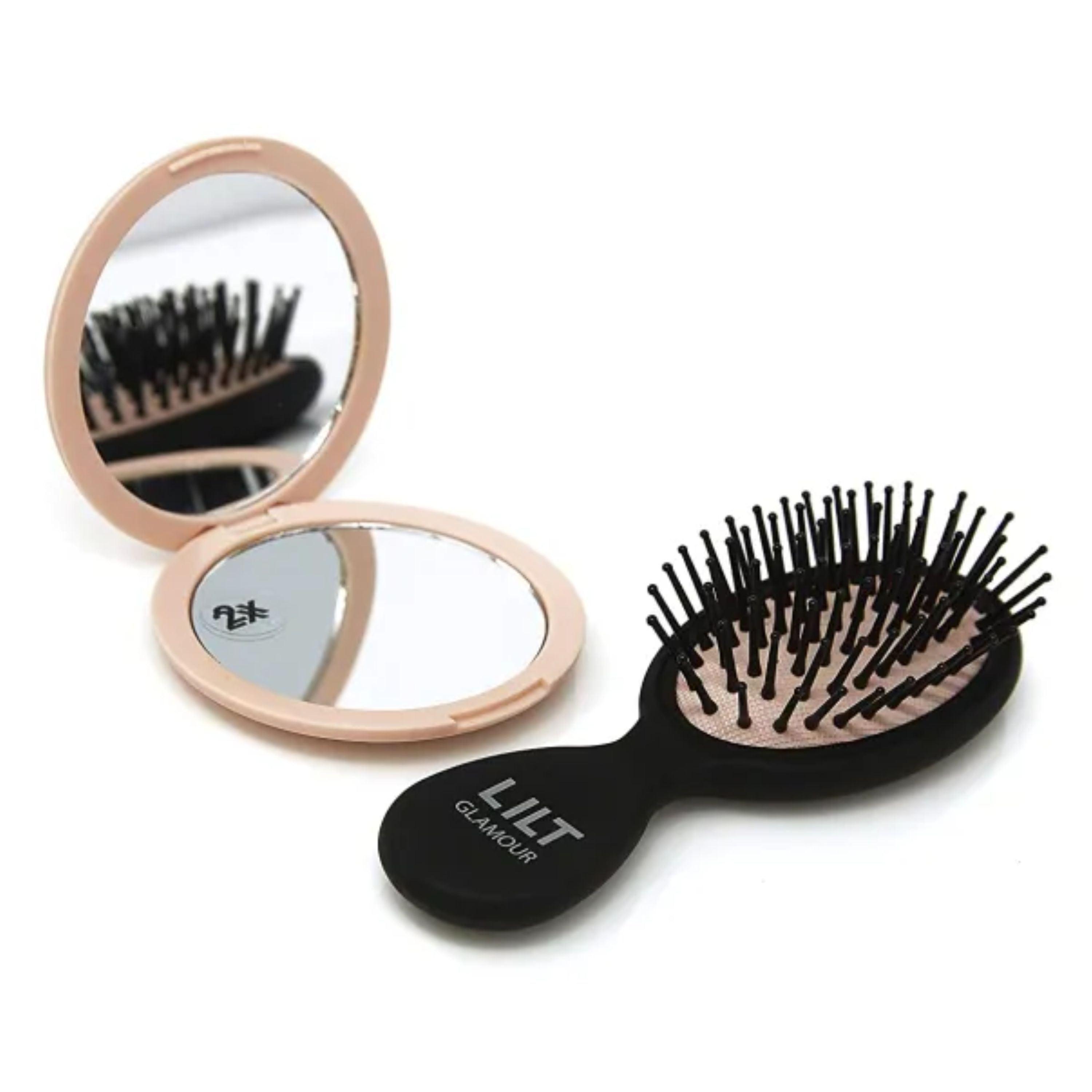 2Pcs Compact Mirror Hairbrush Set