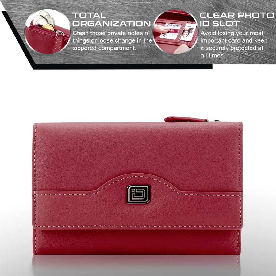 RFID Blocking Leather Trifold Wallet