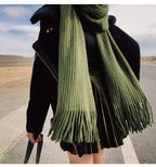 Soft Warm Wool Tassel Scarf