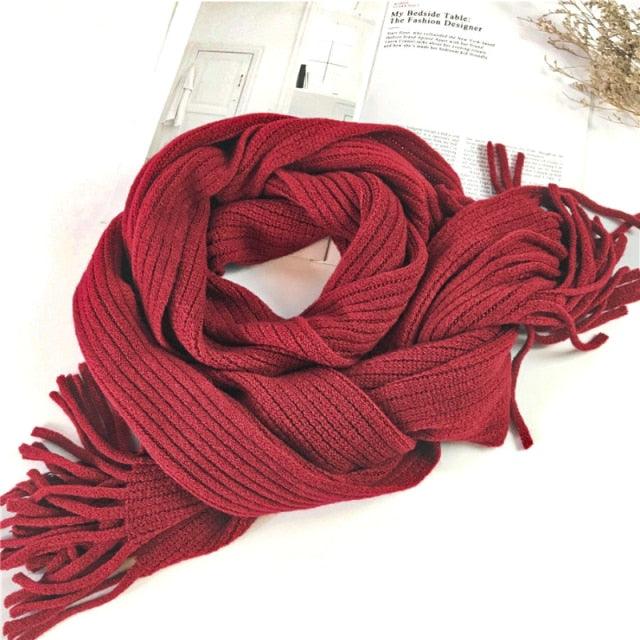 Soft Warm Wool Tassel Scarf
